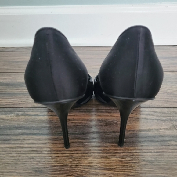 Giorgio Armani Black Satin Velvet Rhinestone Pumps - Picture 7 of 9